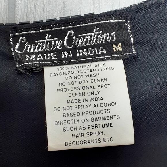 Ladies 80s Vintage Creative Creations 100% Silk Embellished Jacket Topper Size M - Picture 2 of 5